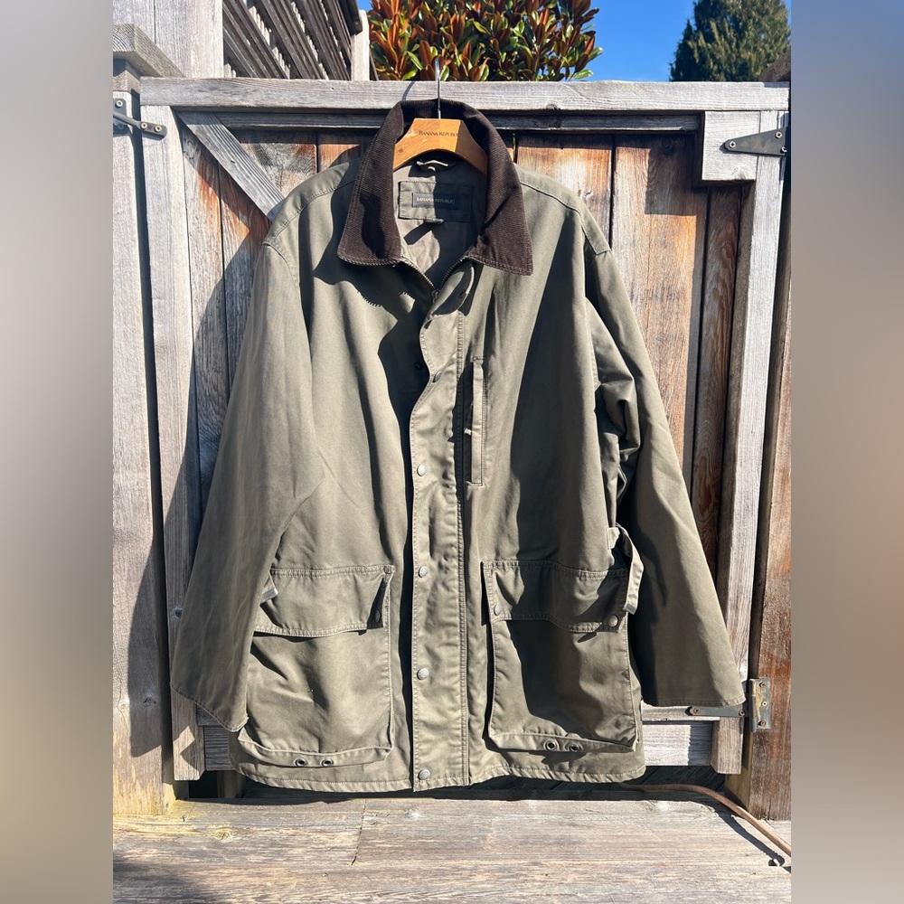 Banana Republic Khaki Field Jacket with Dark Collar